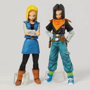 24cm Anime Dragon Ball Z Super Android 17 18 Stand 2Pcs Set Figure statue